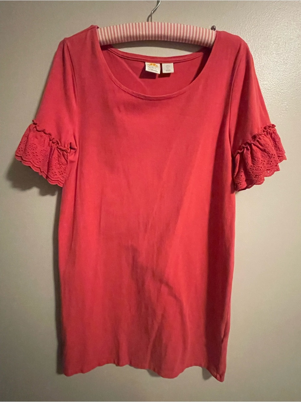 C&C California Coral Red Scoop Neck Tee
